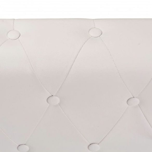 5 személyes fehér műbőr Chesterfield sarokkanapé