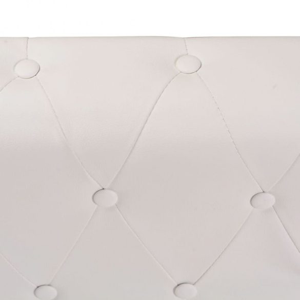 6 személyes fehér műbőr Chesterfield sarok kanapé