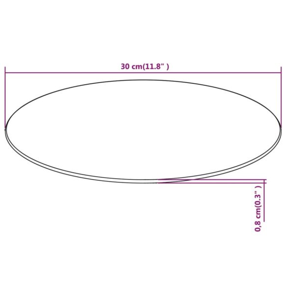 edzett üveg asztallap kerek 300 mm