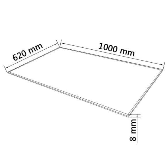 edzett üveg asztallap téglalap alakú 1000 x620 mm