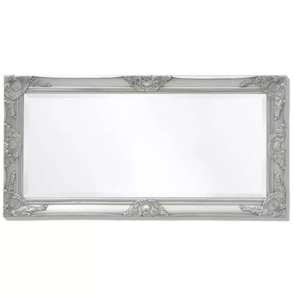 ezüstszínű barokk stílusú fali tükör 100 x 50 cm
