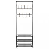 Fekete ruhaállvány cipőtárolóval 68x32x182,5 cm