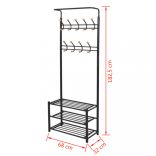 Fekete ruhaállvány cipőtárolóval 68x32x182,5 cm