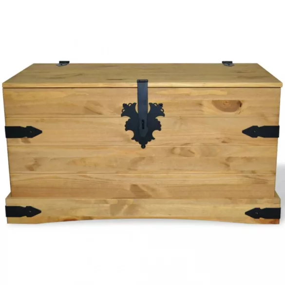mexikói Corona-stílusú fenyőfa tárolóláda 91 x 49,5 x 47 cm