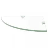 Átlátszó üveg sarokpolc króm tartóval 25x25 cm