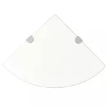 Átlátszó üveg sarokpolc króm tartóval 35x35 cm