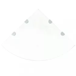 Átlátszó üveg sarokpolc króm tartóval 45x45 cm