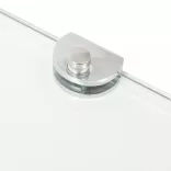 Átlátszó üveg sarokpolc króm tartóval 45x45 cm