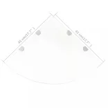 Átlátszó üveg sarokpolc króm tartóval 45x45 cm