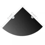 Fekete üveg sarokpolc króm tartóval 25x25 cm