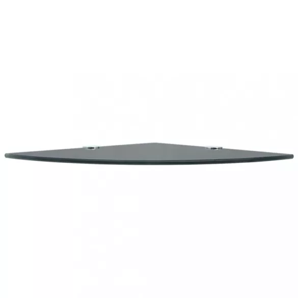 Fekete üveg sarokpolc króm tartóval 35x35 cm