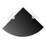 Fekete üveg sarokpolc króm tartóval 35x35 cm