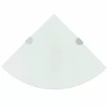 Fehér üveg sarokpolc króm tartóval 25x25 cm