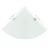 Fehér üveg sarokpolc króm tartóval 25x25 cm