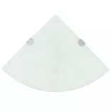 Fehér üveg sarokpolc króm tartóval 35x35 cm