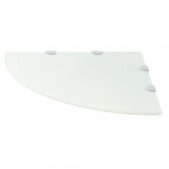 Fehér üveg sarokpolc króm tartóval 45x45 cm