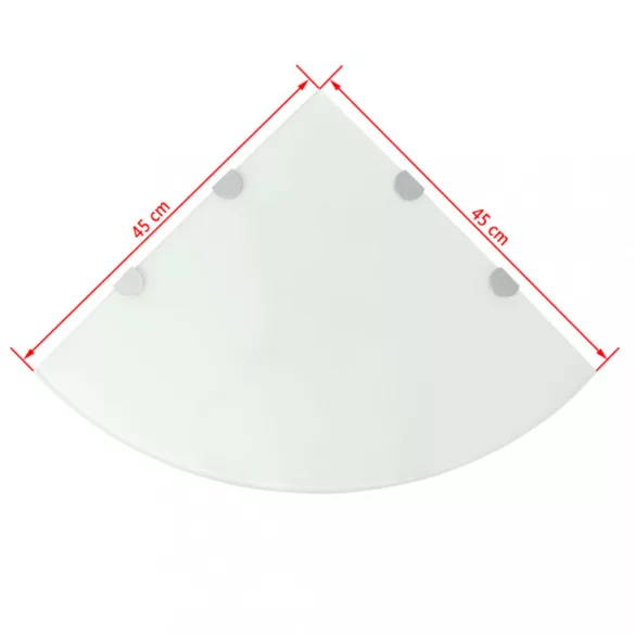 Fehér üveg sarokpolc króm tartóval 45x45 cm