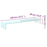 zöld üveg TV állvány/monitor magasító 120 x 30 x 13 cm