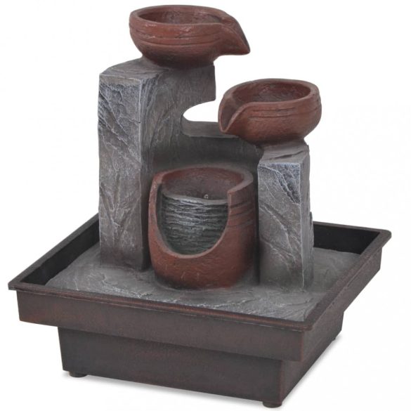 Beltéri szökőkút LED-megvilágítással, polyresin