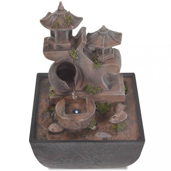 Beltéri szökőkút LED-megvilágítással, polyresin