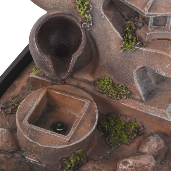 Beltéri szökőkút LED-megvilágítással, polyresin