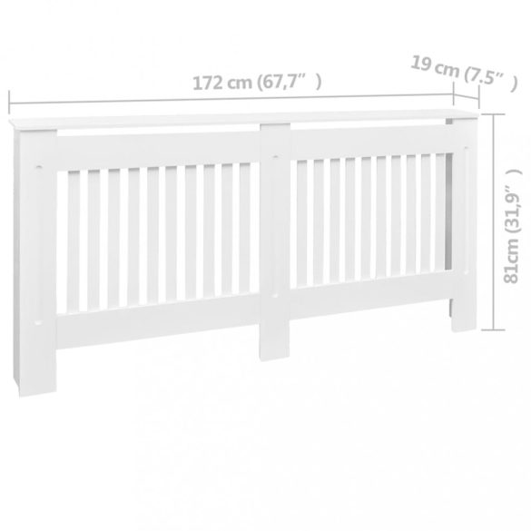 szerelt fa radiátor burkolat fehér 172 cm
