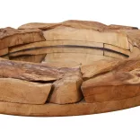 dekoratív és kerek tükör tíkfából 60 cm