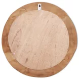 dekoratív és kerek tükör tíkfából 60 cm