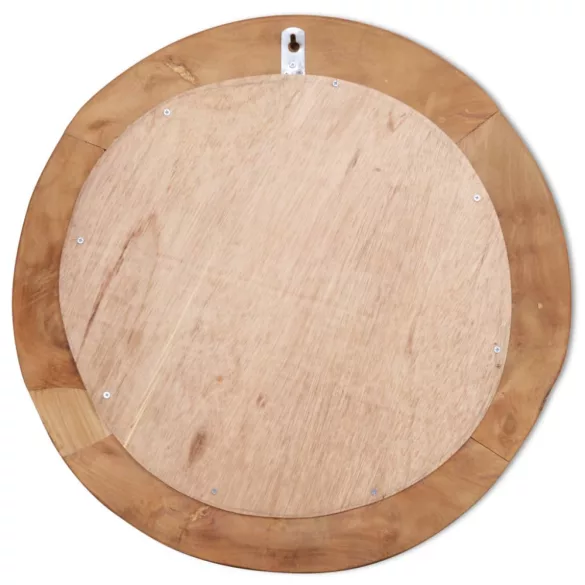 dekoratív és kerek tükör tíkfából 60 cm