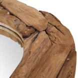 dekoratív és kerek tükör tíkfából 80 cm