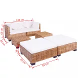 16 részes természetes rattan kanapészett