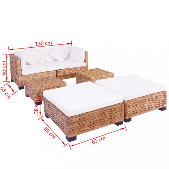 16 részes természetes rattan kanapészett