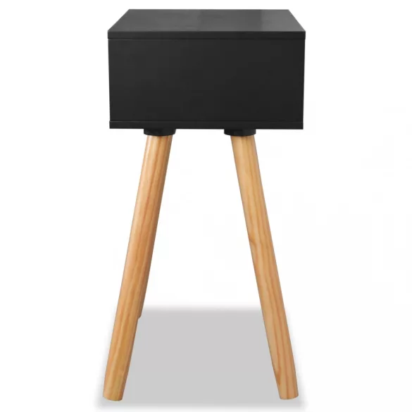 2 db fekete, tömör fenyőfa éjjeliszekrény 40 x 30 x 61 cm