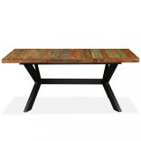 tömör újrahasznosított fa/acél étkezőasztal 180 cm