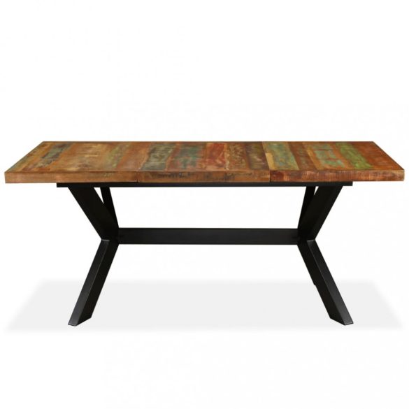 tömör újrahasznosított fa/acél étkezőasztal 180 cm