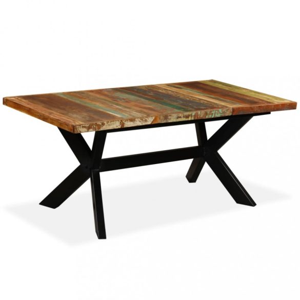 tömör újrahasznosított fa/acél étkezőasztal 180 cm
