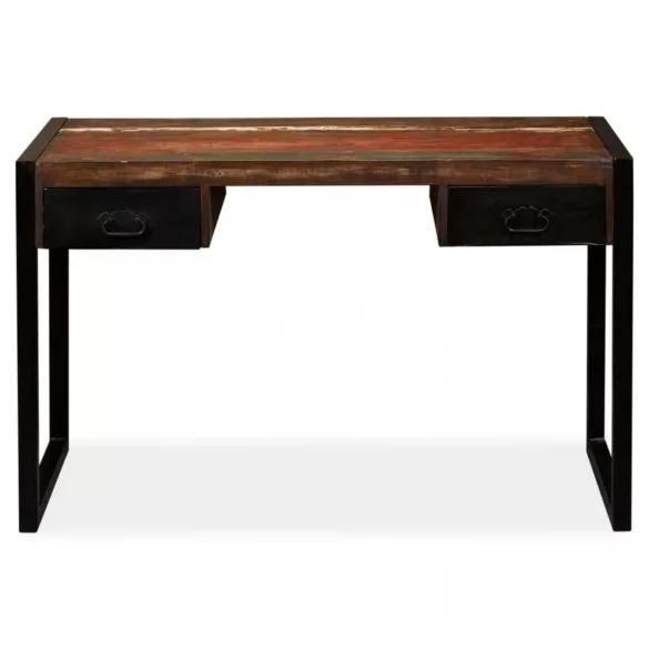tömör újrahasznosított fa íróasztal 2 fiókkal 120 x 50 x 76 cm