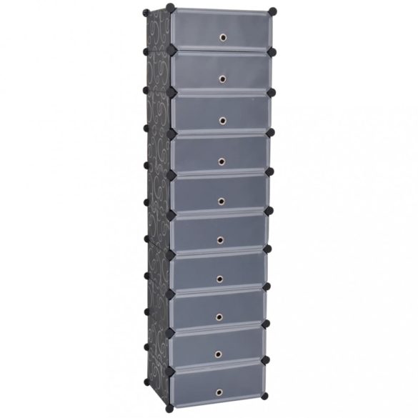 fekete kombinálható cipőtároló 10 rekeszes