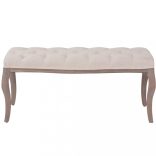 krémfehér, vászon és tömör fa pad 110 x 38 x 48 cm