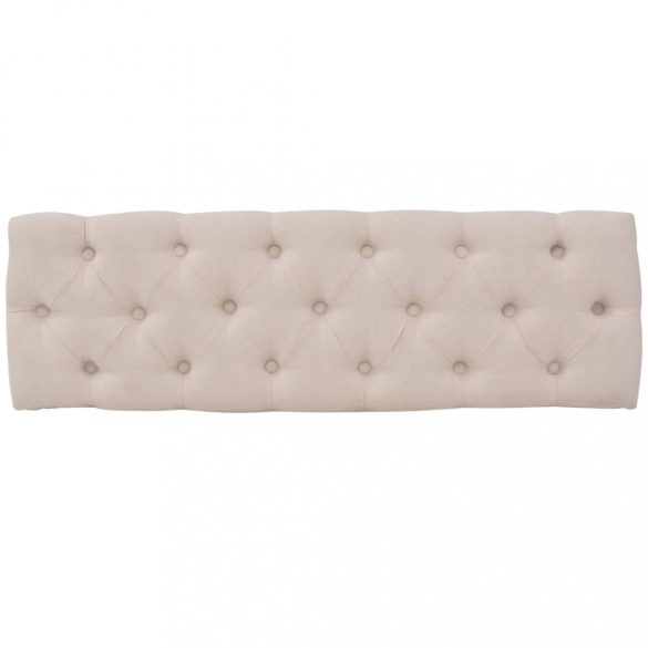 krémfehér, vászon és tömör fa pad 110 x 38 x 48 cm