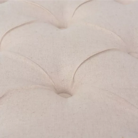 krémfehér, vászon és tömör fa pad 110 x 38 x 48 cm