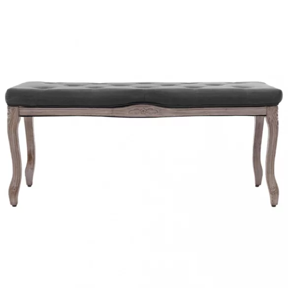 sötétszürke tömör fa pad vászonkárpittal 110 x 38 x 48 cm