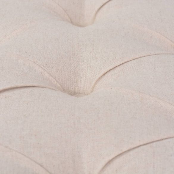 krémfehér, vászon és tömör fa pad 150 x 40 x 48 cm