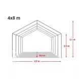 Professzionális rendezvénysátor 4x8m ipari 800N PVC ponyvával
