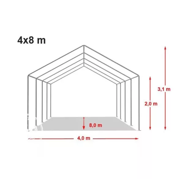 Professzionális rendezvénysátor 4x8m ipari 800N PVC ponyvával