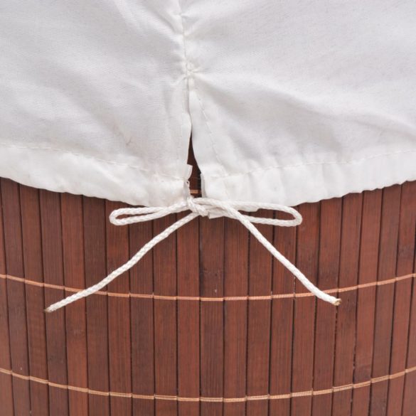 barna kerek bambusz szennyestartó kosár