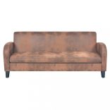 háromszemélyes barna művelúr kanapé