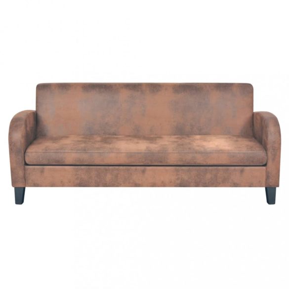 háromszemélyes barna művelúr kanapé