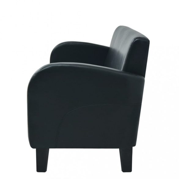 háromszemélyes fekete műbőr kanapé