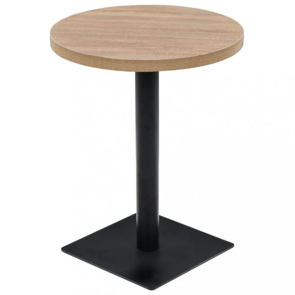 kerek, tölgyfa színű MDF/acél bisztró asztal 60 x 75 cm